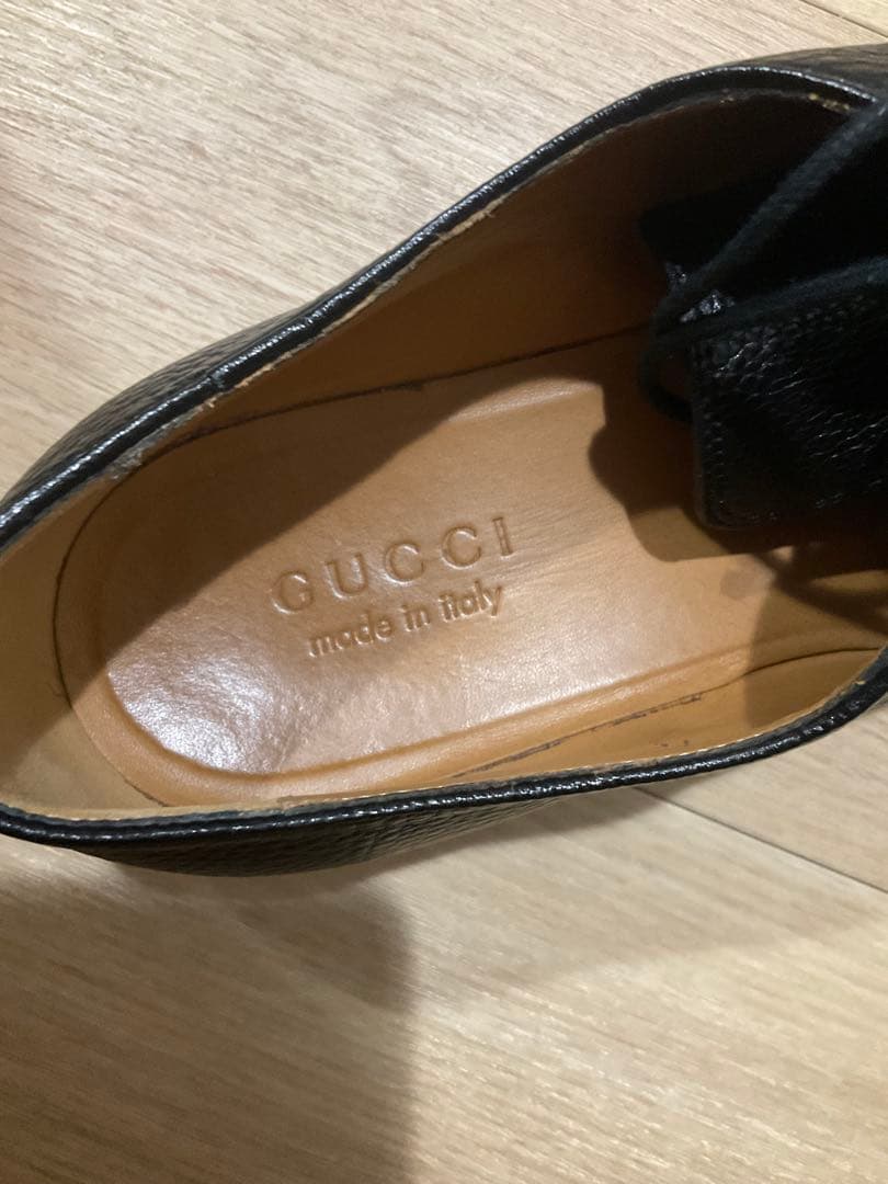 GUCCI ブラックレザーシューズ 保存袋付き 26cm