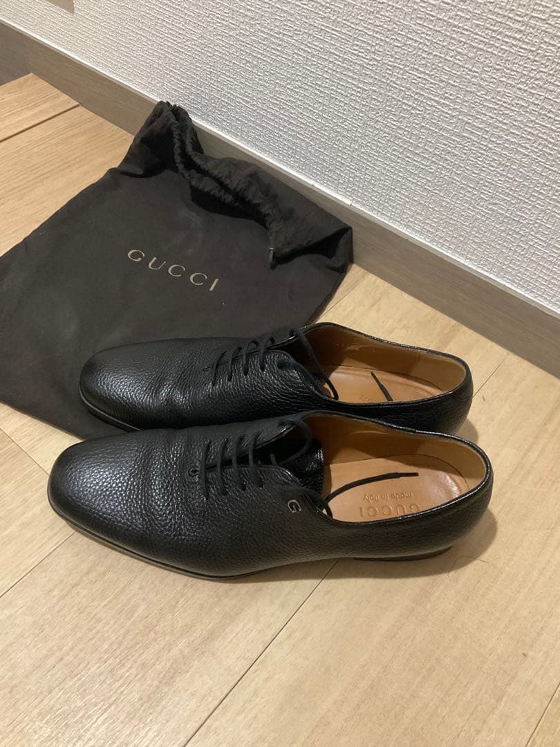 GUCCI ブラックレザーシューズ 保存袋付き 26cm