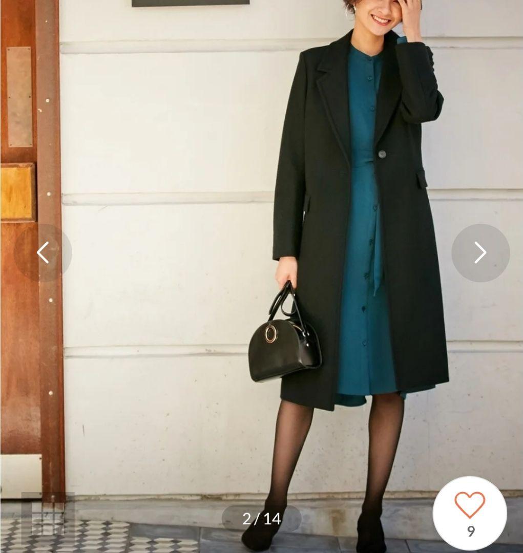 iCB シェルメルトンチェスターコート ロング丈コート Mサイズ 黒