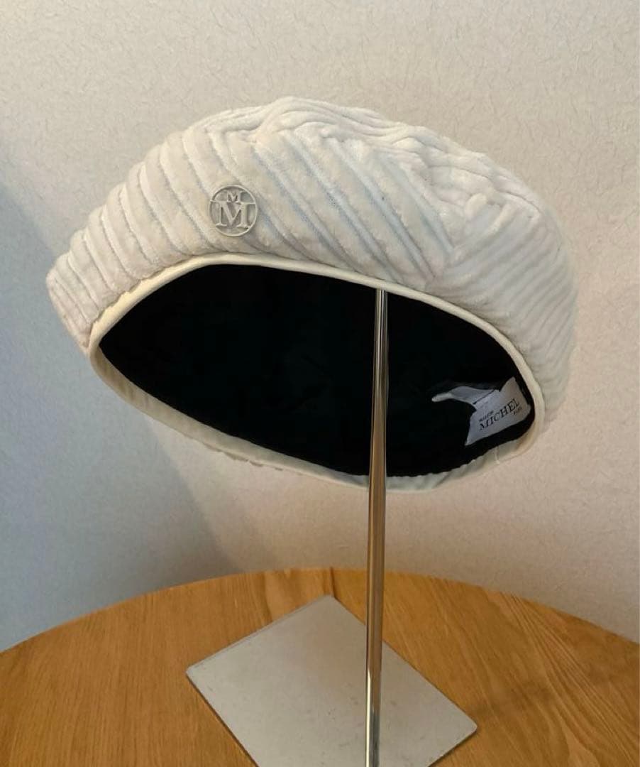 MAISON MICHEL ベロアコーデュロイ×羊革　ベレー帽 レディース