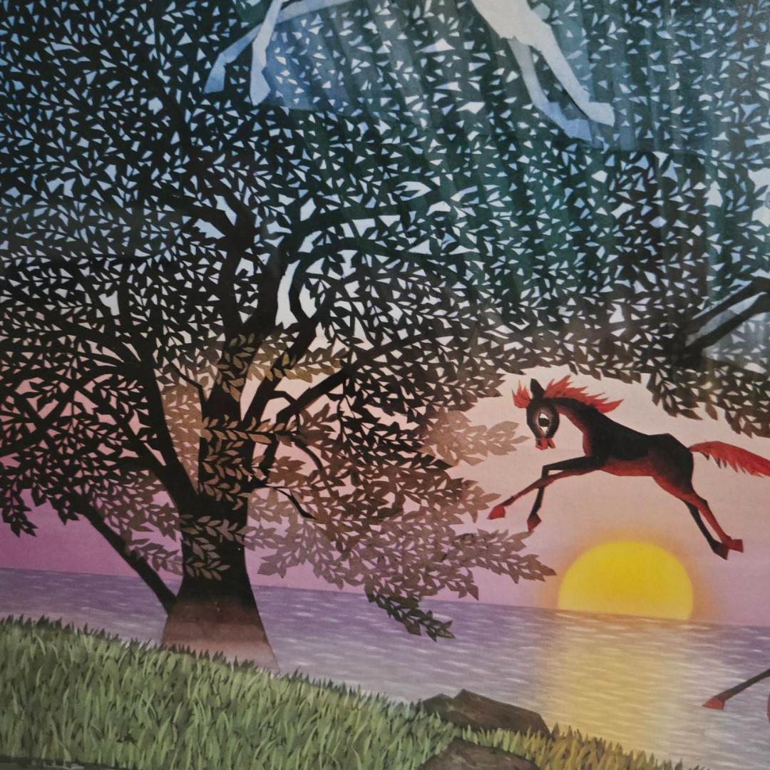 最終値下げ　藤城清治　馬が飛ぶ　ダイヤモンドクスリーン　直筆サイン　保証