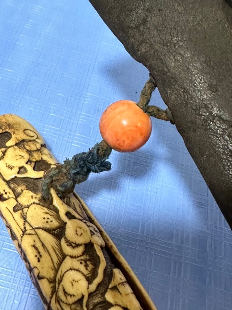 提物 烟管入れ 金口 珊瑚