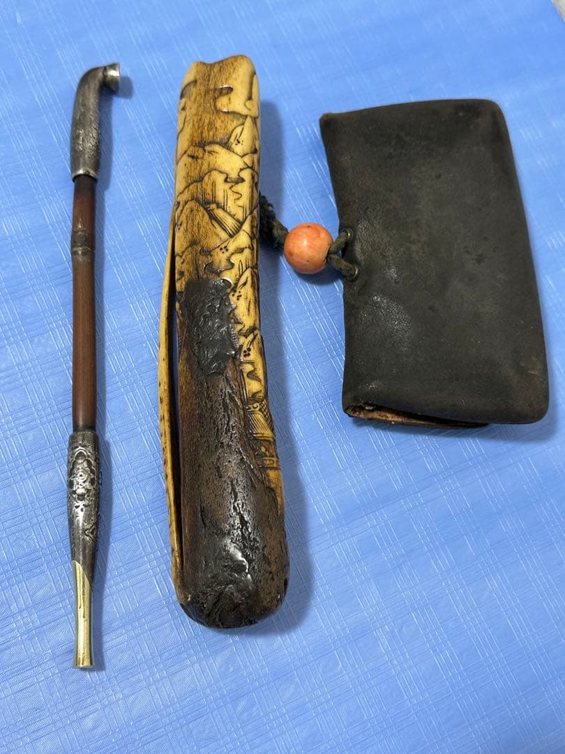 提物 烟管入れ 金口 珊瑚