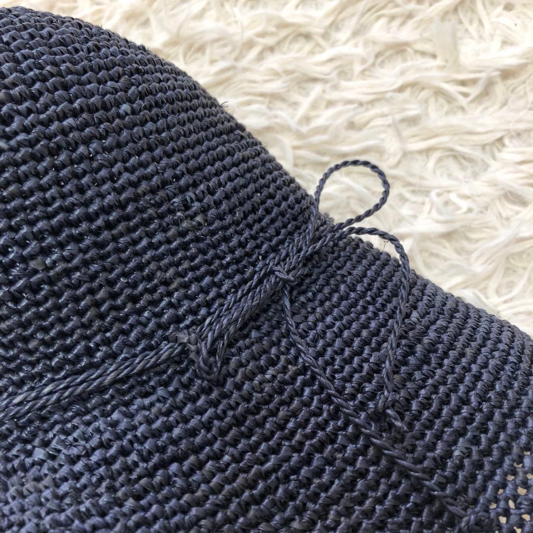 美品✨ヘレンカミンスキー　ラフィアハット　PROVENCE10 チャーム　紺