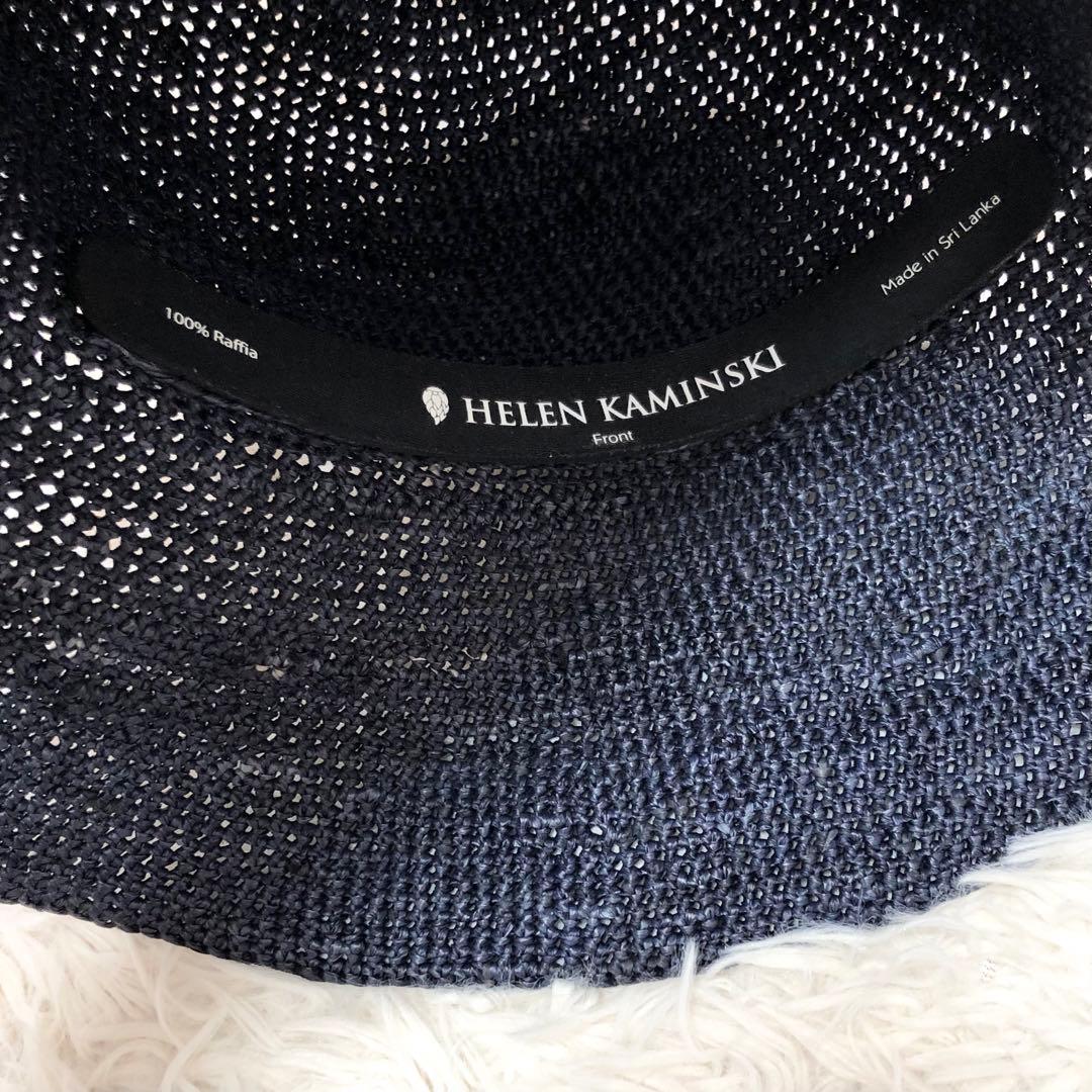 美品✨ヘレンカミンスキー　ラフィアハット　PROVENCE10 チャーム　紺