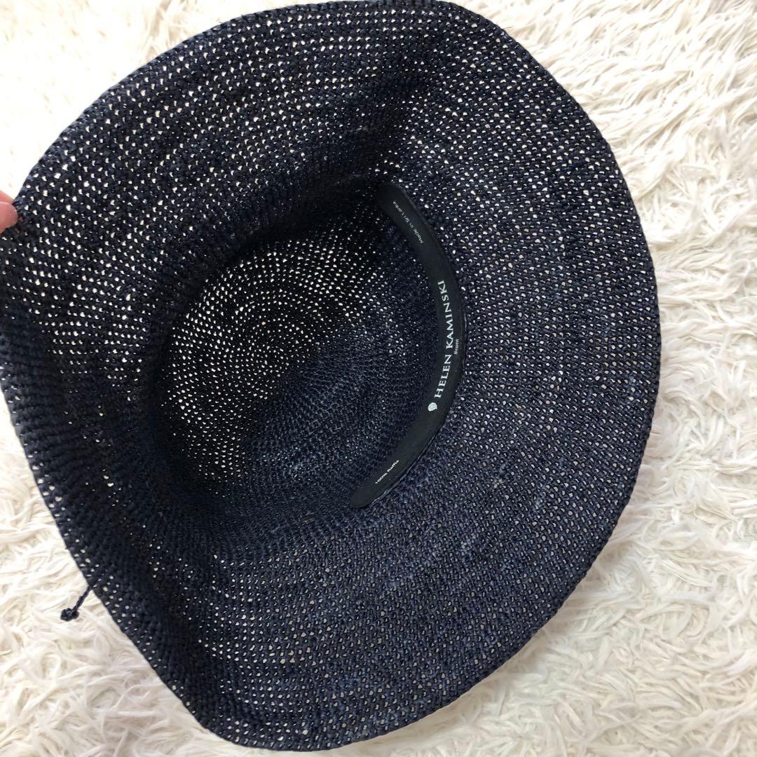 美品✨ヘレンカミンスキー　ラフィアハット　PROVENCE10 チャーム　紺