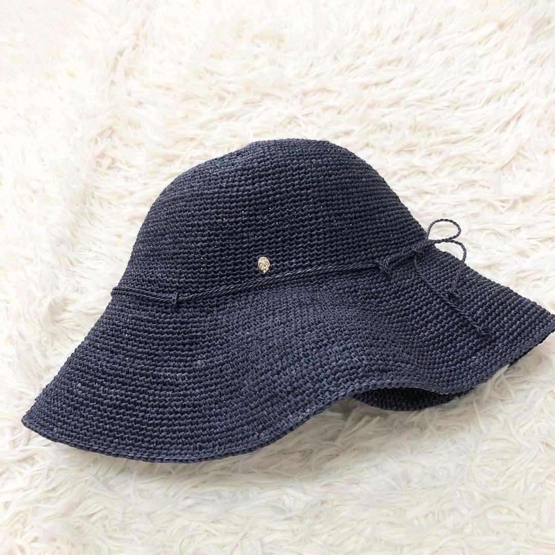 美品✨ヘレンカミンスキー　ラフィアハット　PROVENCE10 チャーム　紺