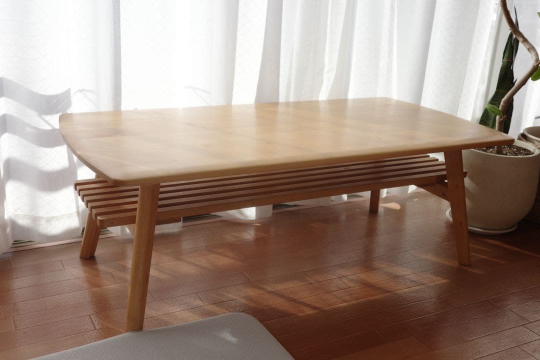 ニトリ 幅110cm 無垢材 天然木 センターテーブル アルナス110