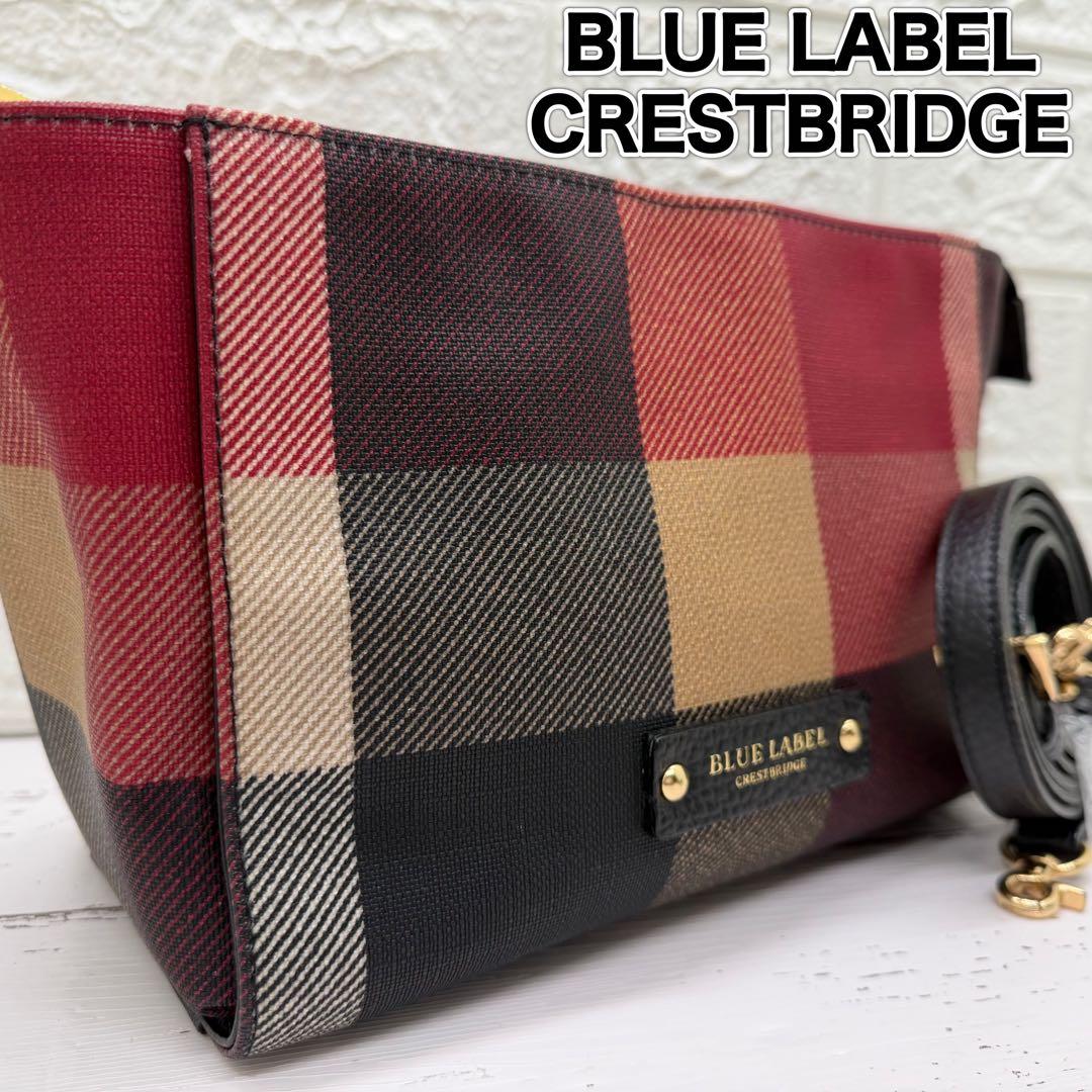 極美品✨ブルーレーベルクレストブリッジ　ショルダーバッグ　チェック　PVC