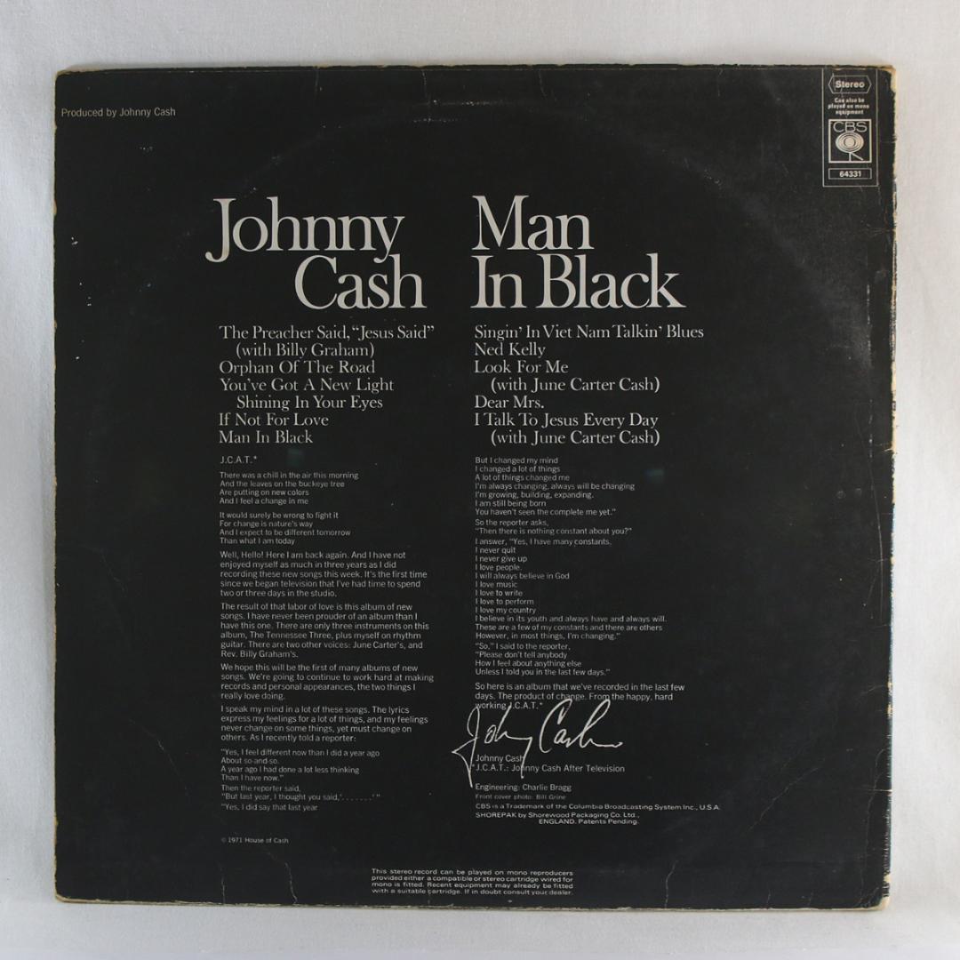 英LP Johnny Cash Man In Black UKオリジナル盤1st