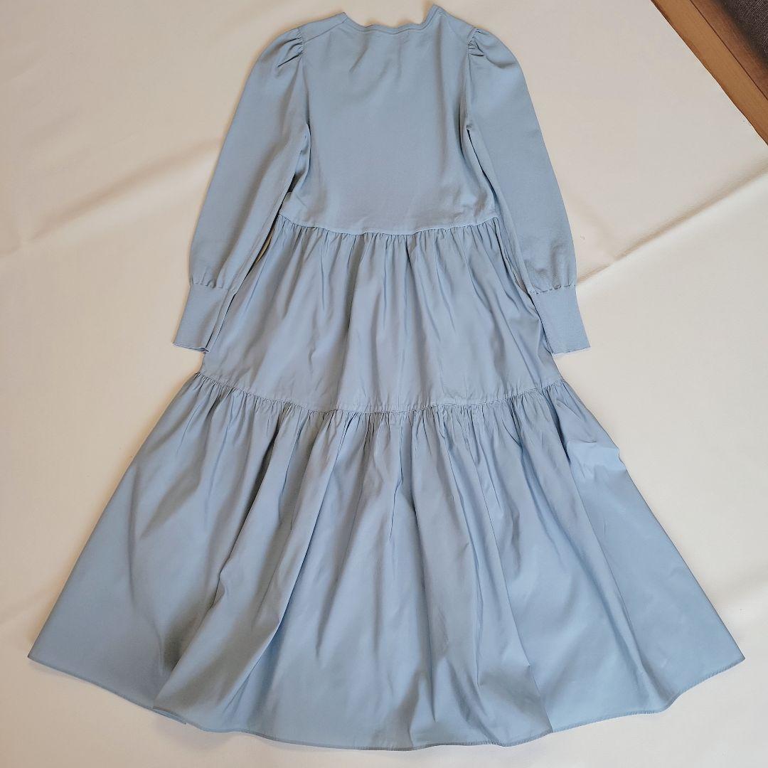 アナイ 24ss タフタドッキングティアードワンピース S 水色 洗える