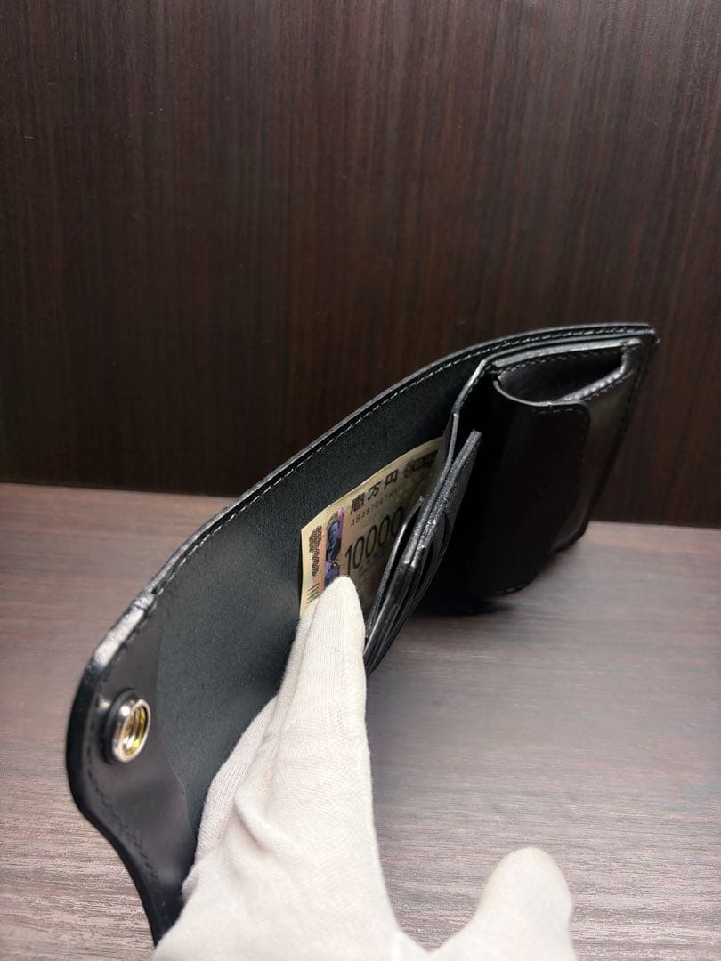 牛ヌメ革　ハンドメイド　折り財布 栃木レザー（ワイルドサドル）メンズ　ライダース