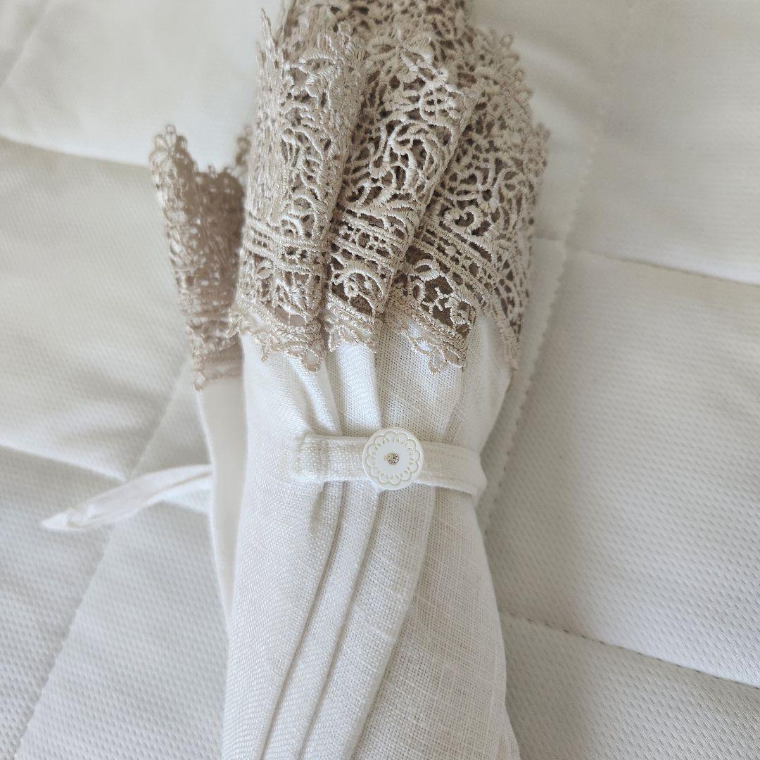 近沢レース　日傘　白　アイボリー　清楚　撮影　刺繍　ゴールド