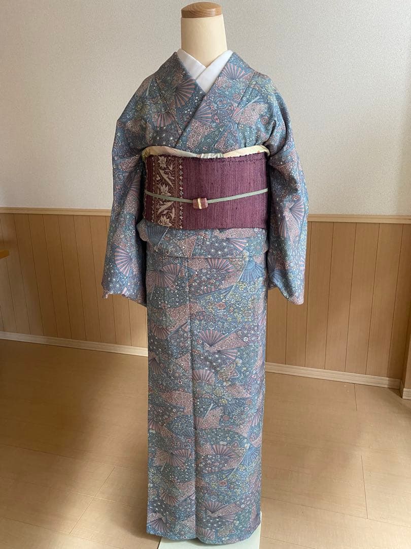 シルック小紋単ロング丈