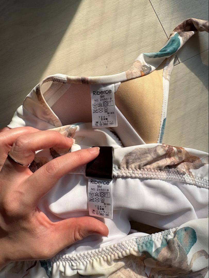 美品 PEAK&PINE Riberceフローラル ホルターネック 水着 9M