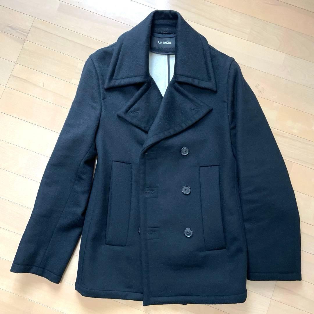 RAF SIMONS ラフシモンズ ブラック ウール ピーコート