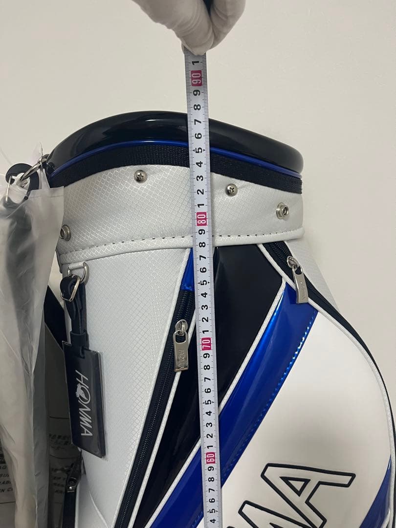 新品 HONMA ゴルフキャディバッグ ホワイト ブラック/ブルー プロ譲渡品