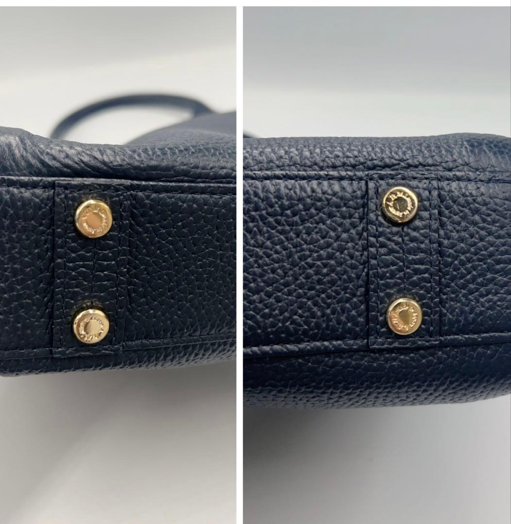 【美品】出品2/6までA.D.M.J エーディーエムジェイ　革トート　紺　A4◎