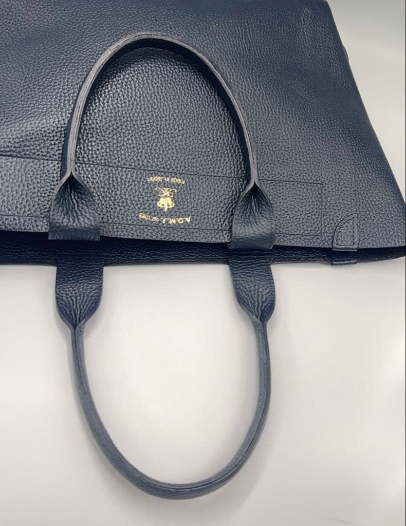 【美品】出品2/6までA.D.M.J エーディーエムジェイ　革トート　紺　A4◎
