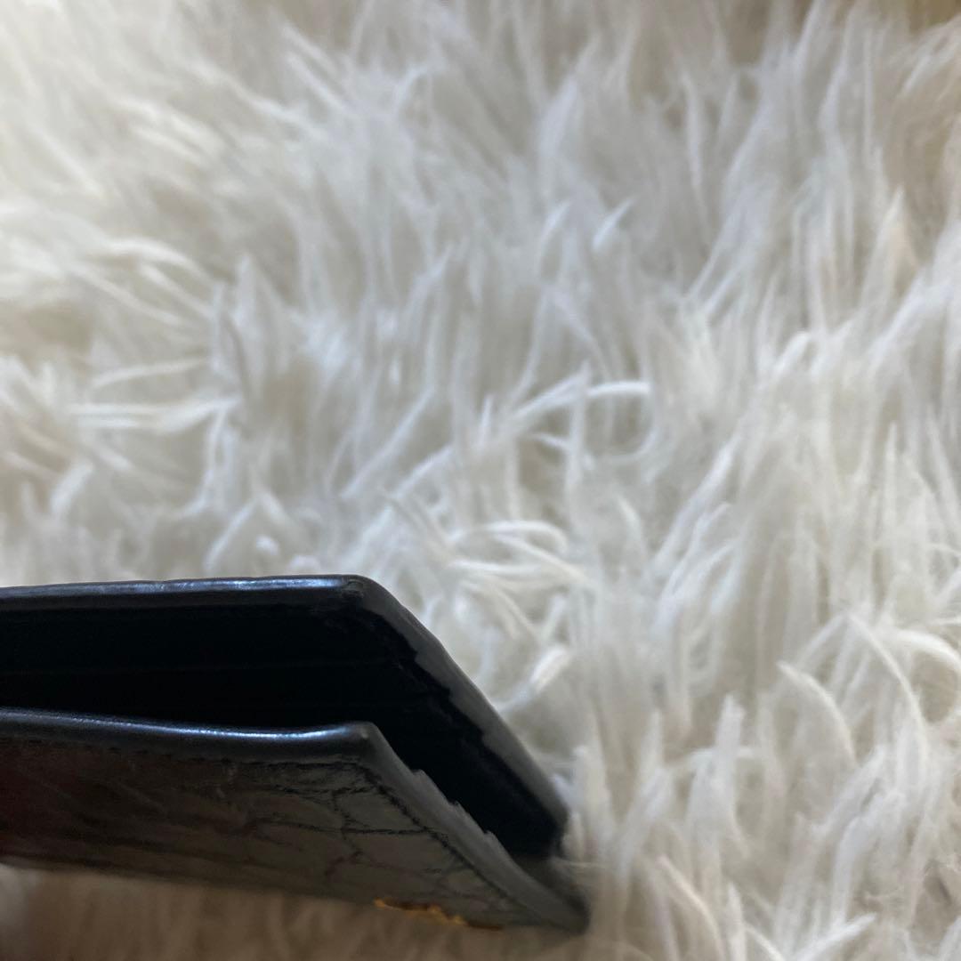 ゆずイヴサンローラン 黒 マネークリップ クロコ ゴールドロゴ YSL