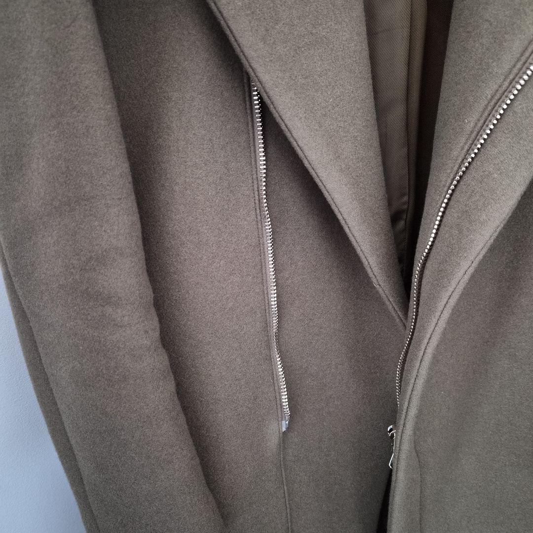 junhashimoto フード付きチェスターラップコート オリーブ カーキ