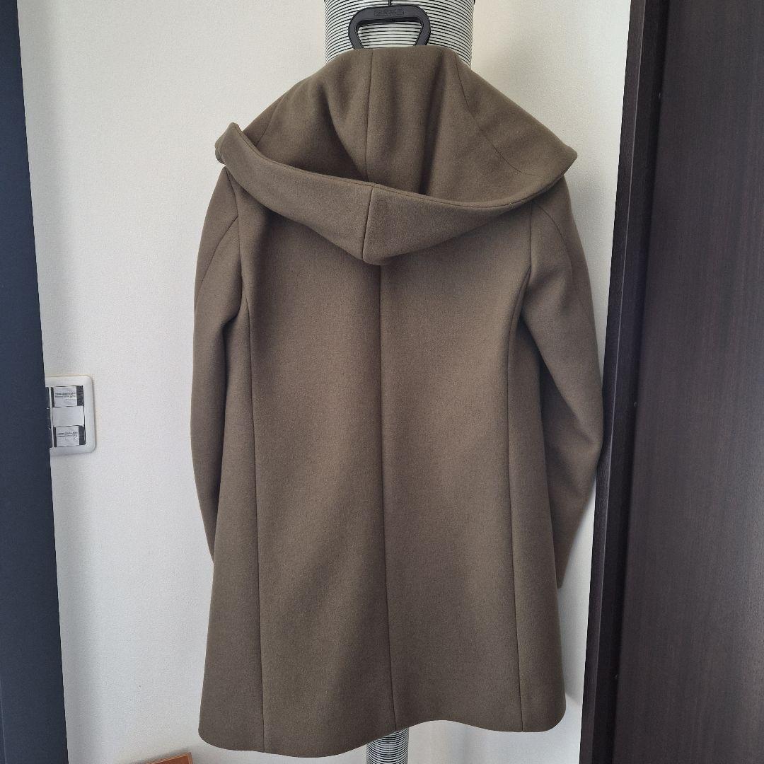 junhashimoto フード付きチェスターラップコート オリーブ カーキ