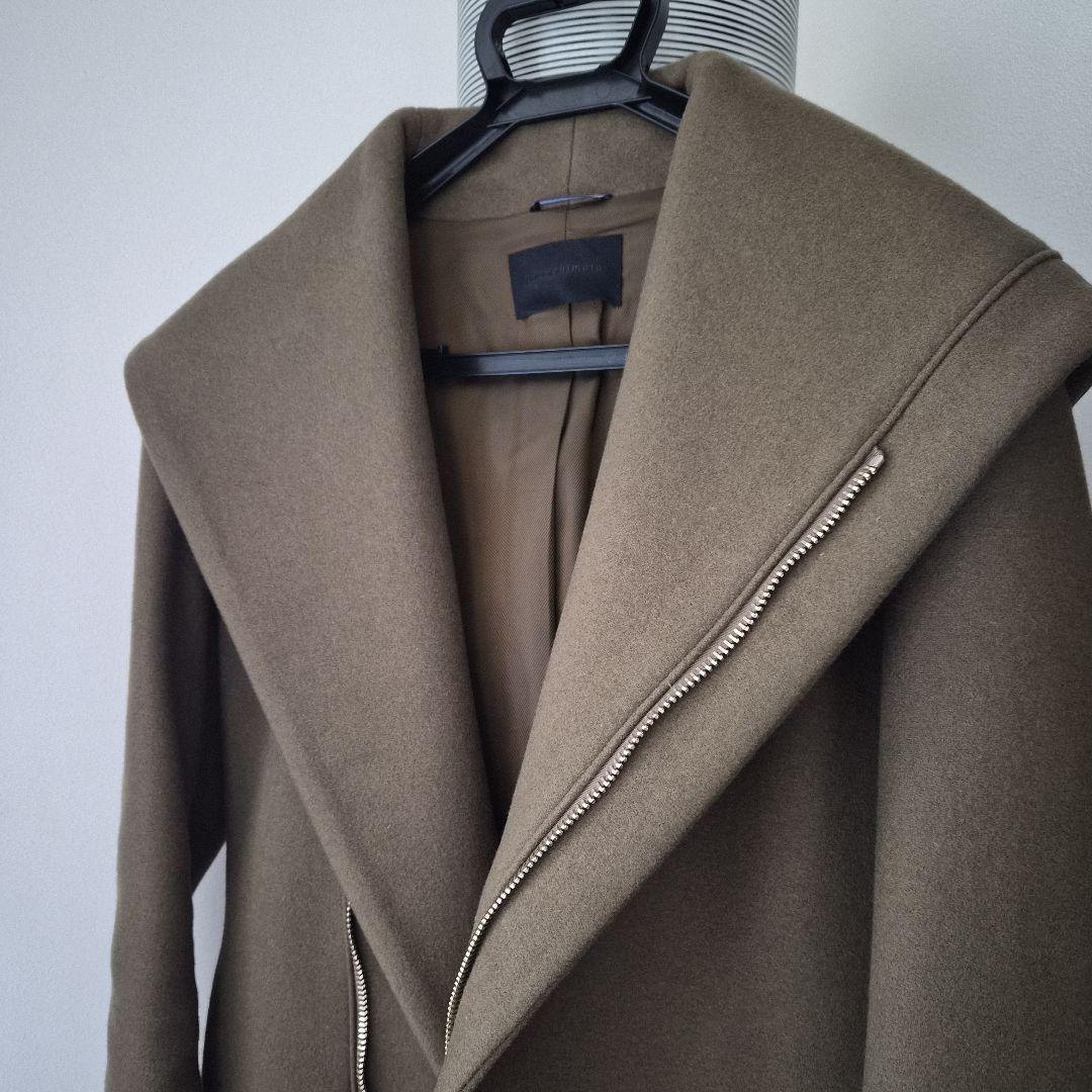 junhashimoto フード付きチェスターラップコート オリーブ カーキ