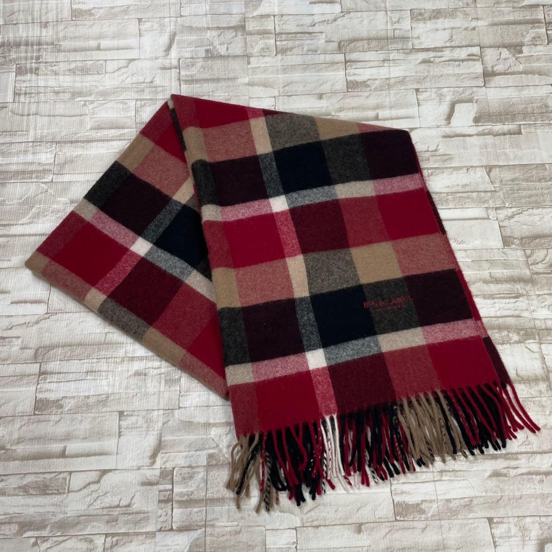 【美品】ブルーレーベル　クレストブリッジ★カシミヤ　チェック　ストール　大判