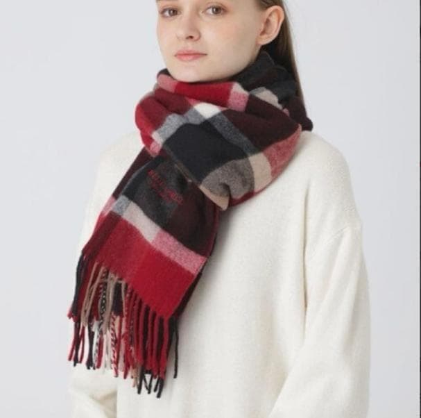 【美品】ブルーレーベル　クレストブリッジ★カシミヤ　チェック　ストール　大判