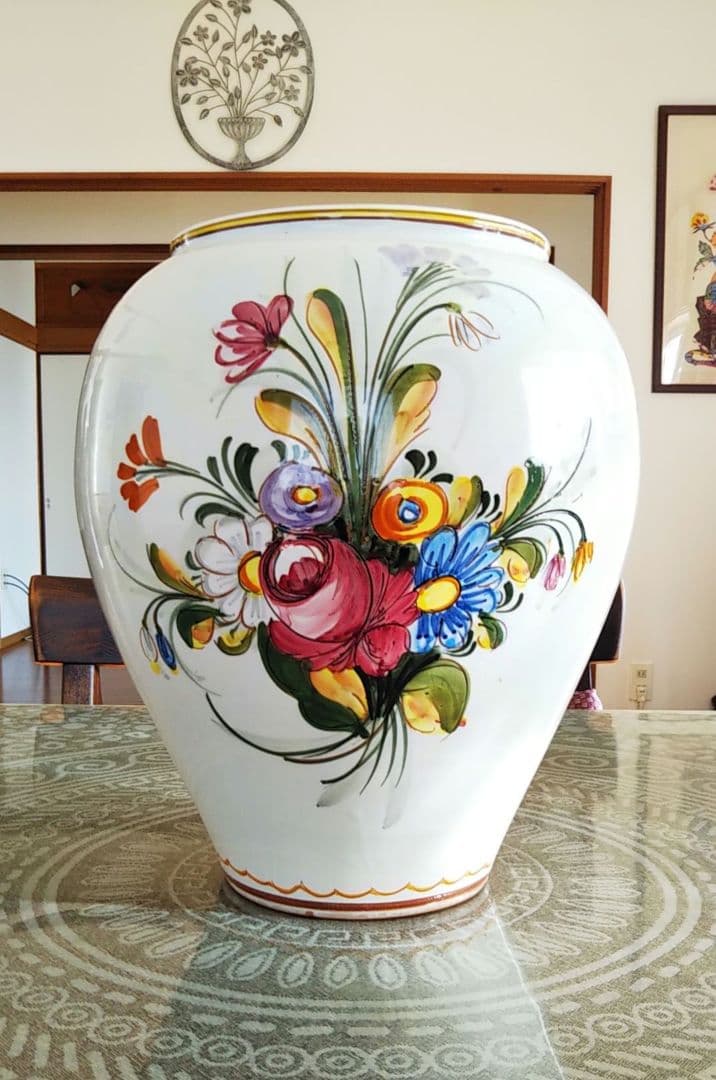 家具 インテリア 置物 花瓶 陶器 アート花柄 外国製 イタリア 限定