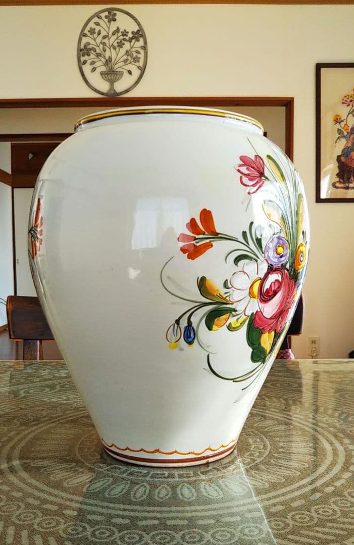 家具 インテリア 置物 花瓶 陶器 アート花柄 外国製 イタリア 限定