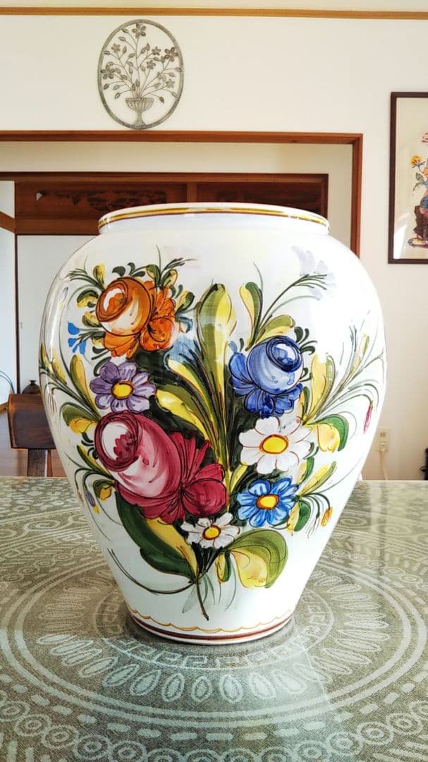 家具 インテリア 置物 花瓶 陶器 アート花柄 外国製 イタリア 限定