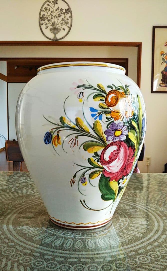 家具 インテリア 置物 花瓶 陶器 アート花柄 外国製 イタリア 限定