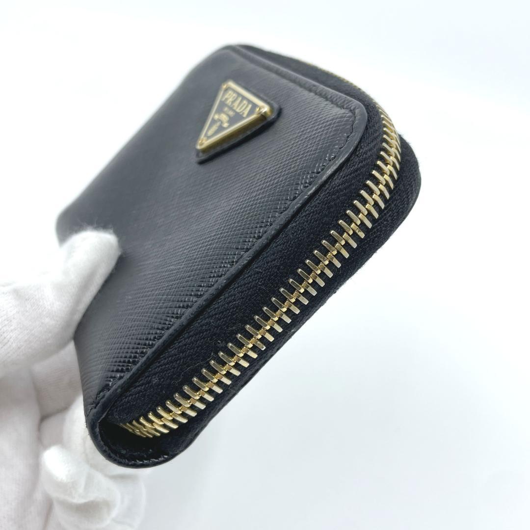 良品　PRADA　ケース カードケース　サフィア－ノ　レザー ブラック
