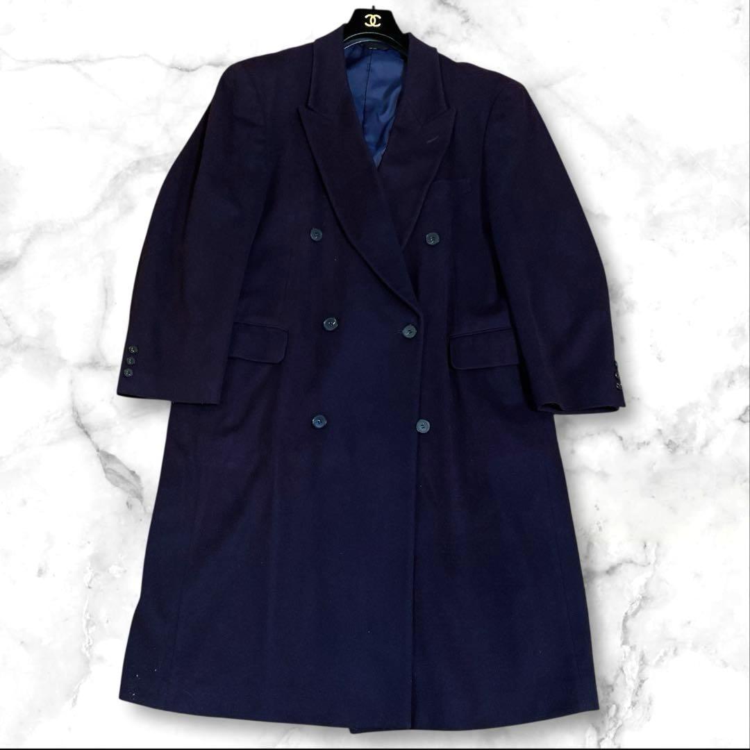 DASSAULT HOMME カシミヤ混ダブルチェスターコート ロング丈XL相当