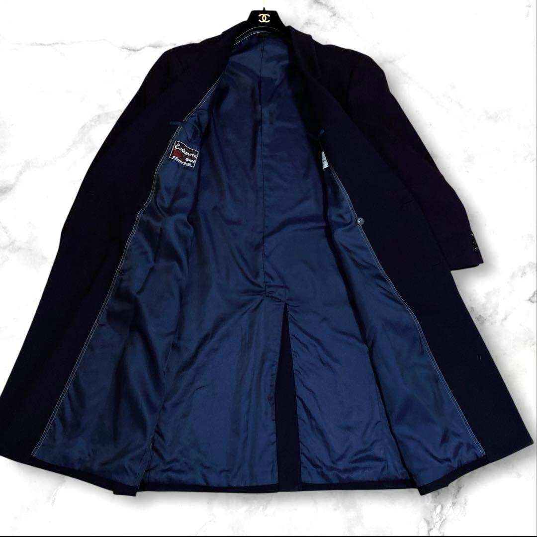 DASSAULT HOMME カシミヤ混ダブルチェスターコート ロング丈XL相当