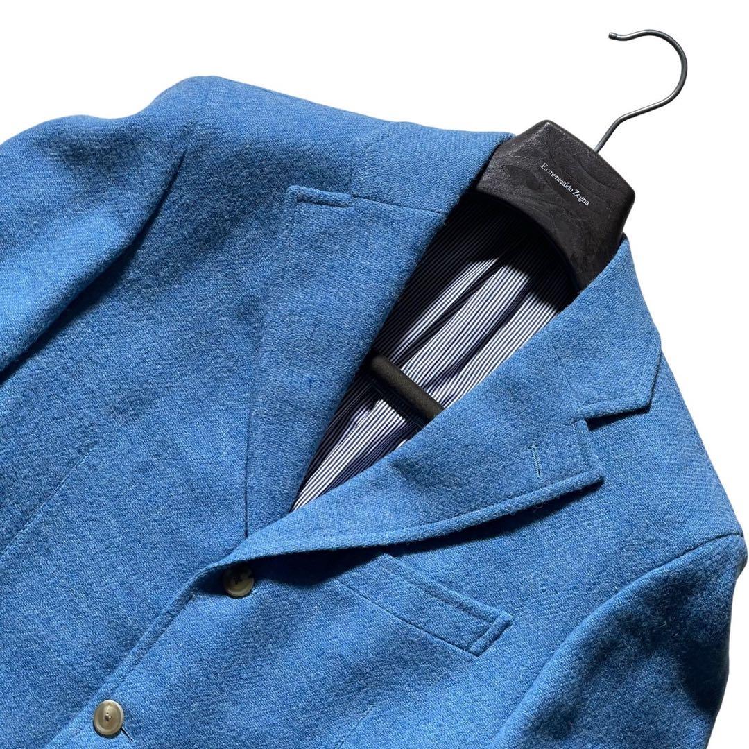 美品■トゥモローランド　テーラードジャケット　ハリスツイード　ライトブルー　46