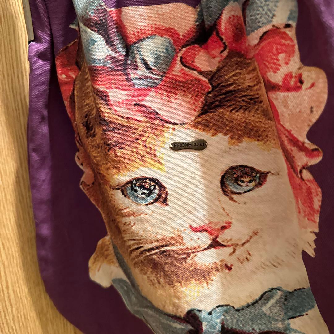 あちゃちゅむ猫プリント 紫色 トートバッグレア