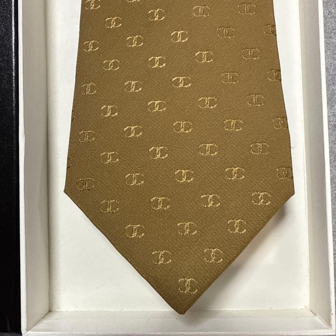 美品　シャネル　ネクタイ　茶色系　CCココマーク　総柄　結婚式