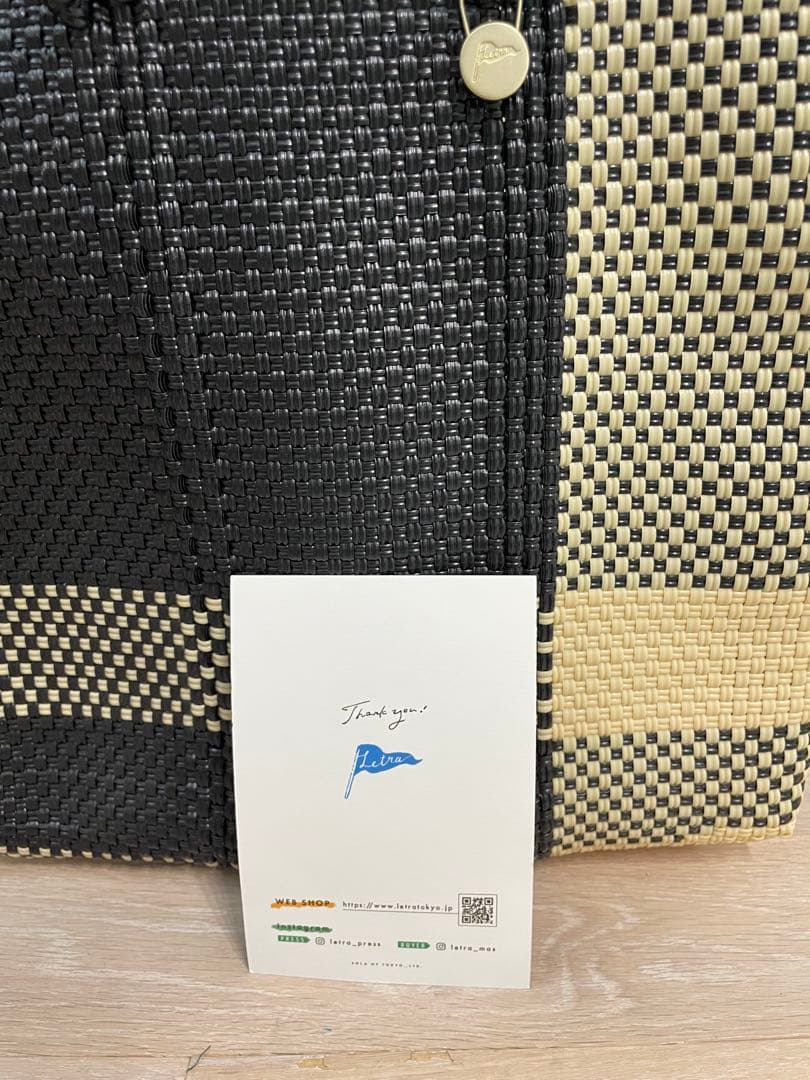 M*9様 レトラ　クロスライン　メルカドバッグ Cream / Black Mサ