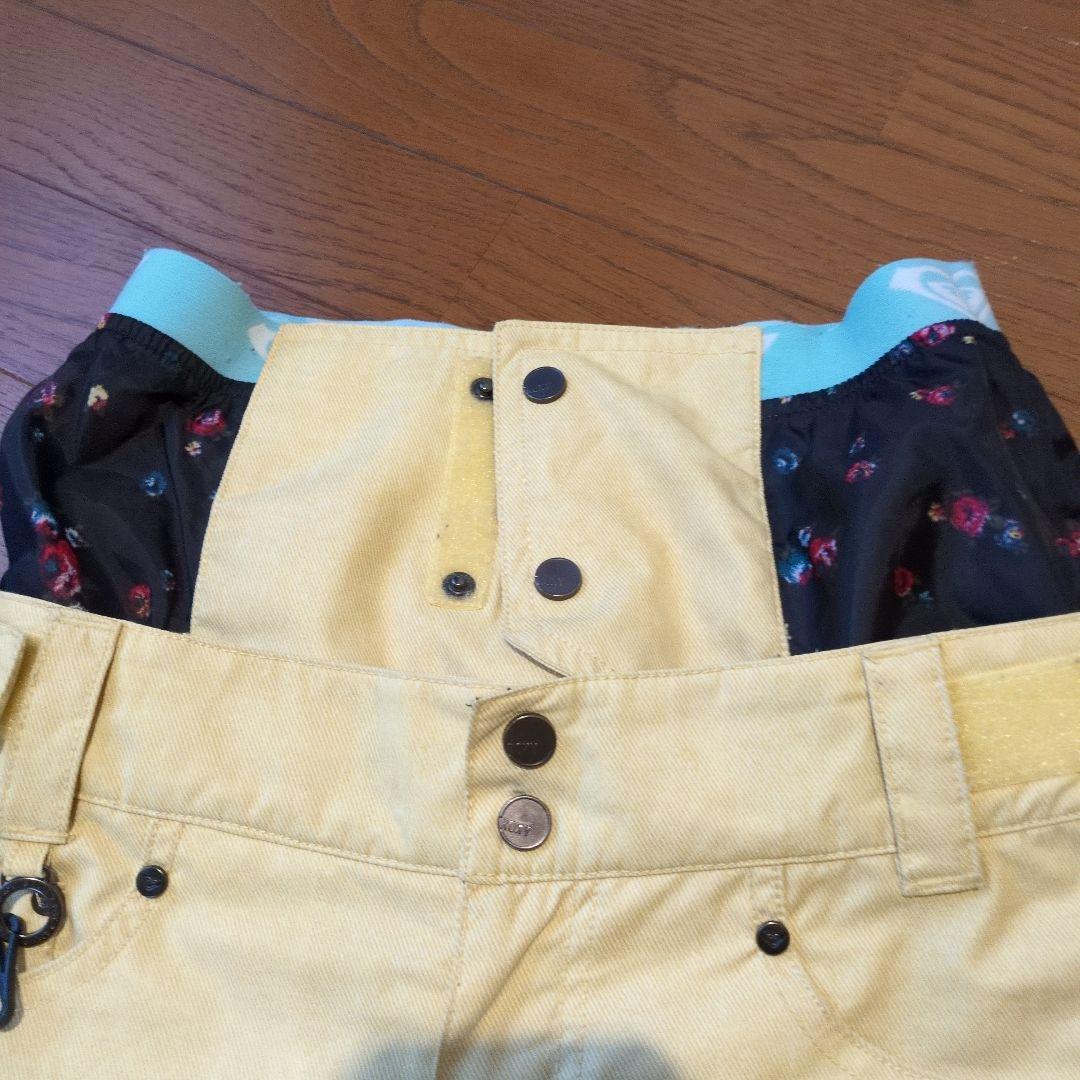 【美品】ROXY　スノボウェア　上下セット　総柄　デニム風　イエロー　Ｓ