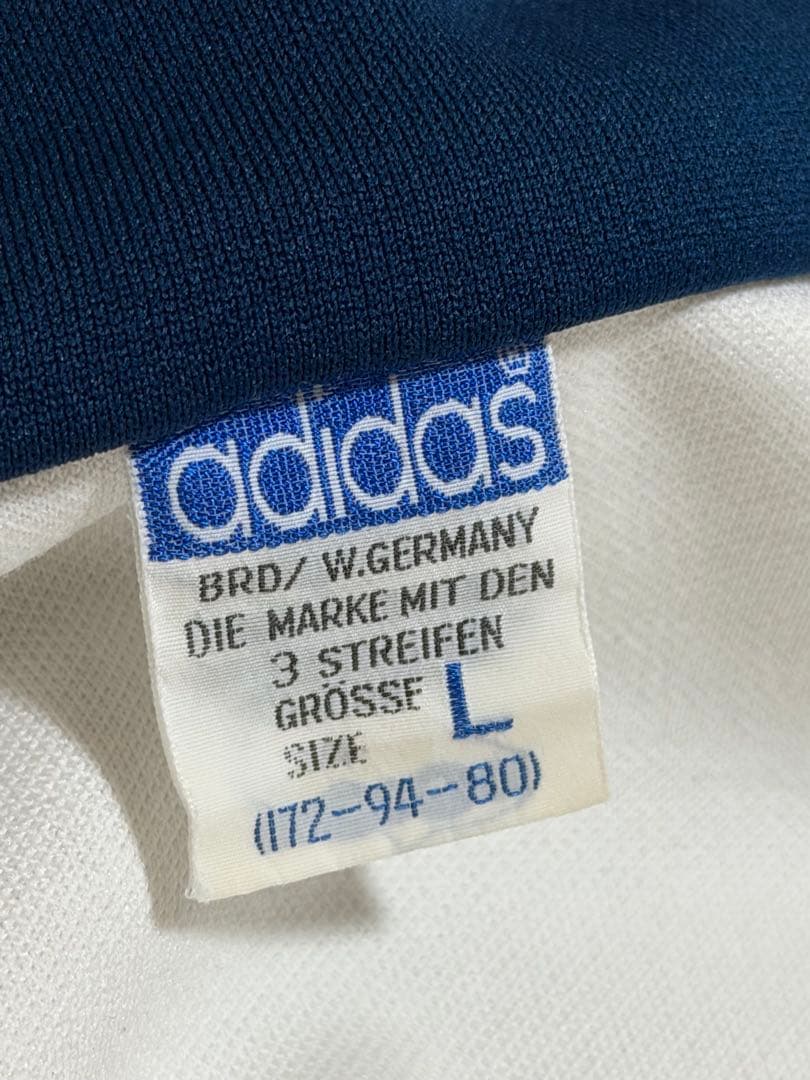 開*賢様 ヴィンテージ 西ドイツ製adidas ジャージ ホワイト ネイビー L