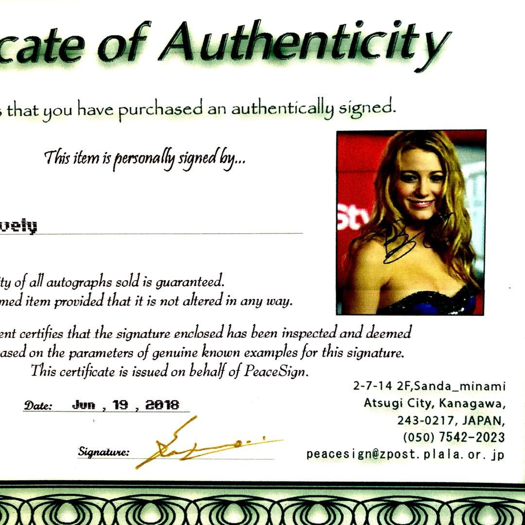 ブレイク・ライヴリー… 直筆サイン入り超 大型写真…