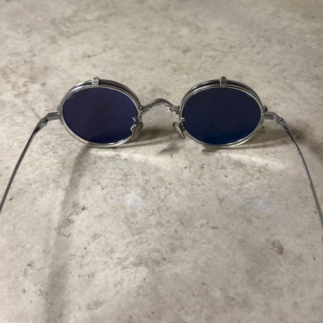 跳ね上げ式眼鏡　サングラス　チタンシルバーフリップアップ　男女兼用伊達メガネ