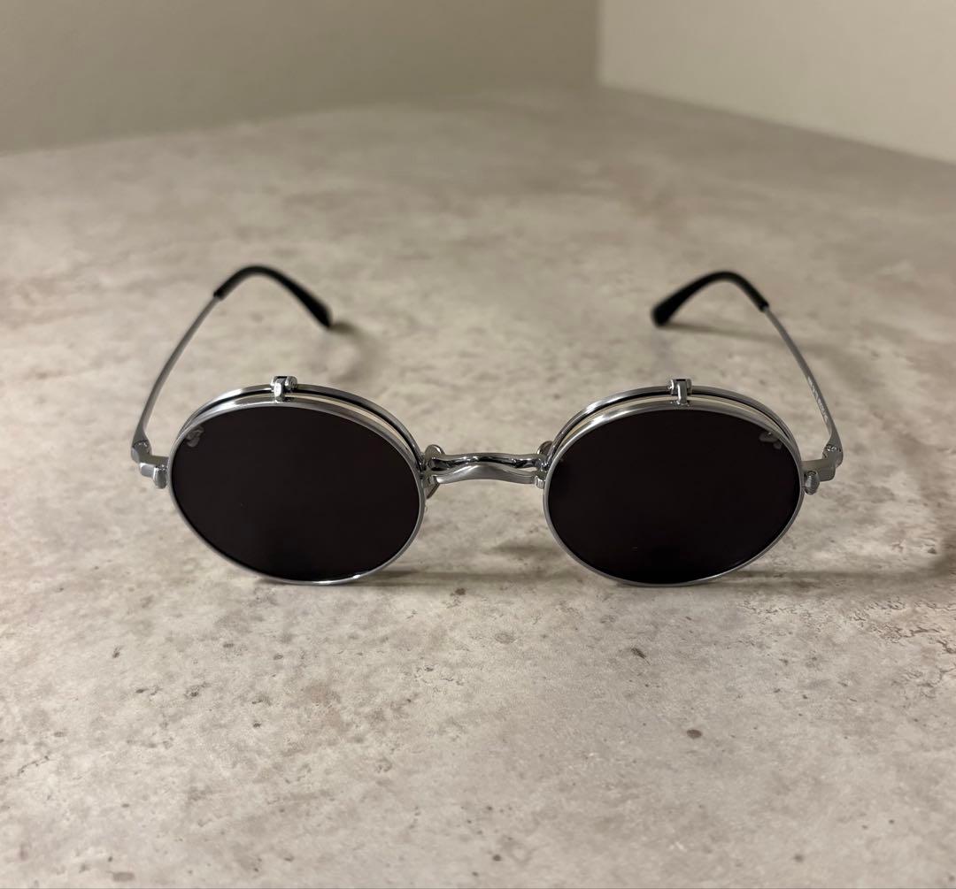 跳ね上げ式眼鏡　サングラス　チタンシルバーフリップアップ　男女兼用伊達メガネ