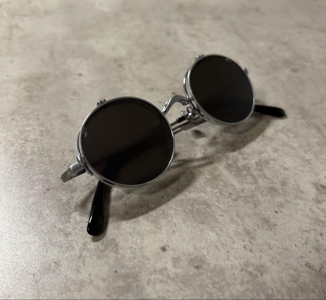 跳ね上げ式眼鏡　サングラス　チタンシルバーフリップアップ　男女兼用伊達メガネ