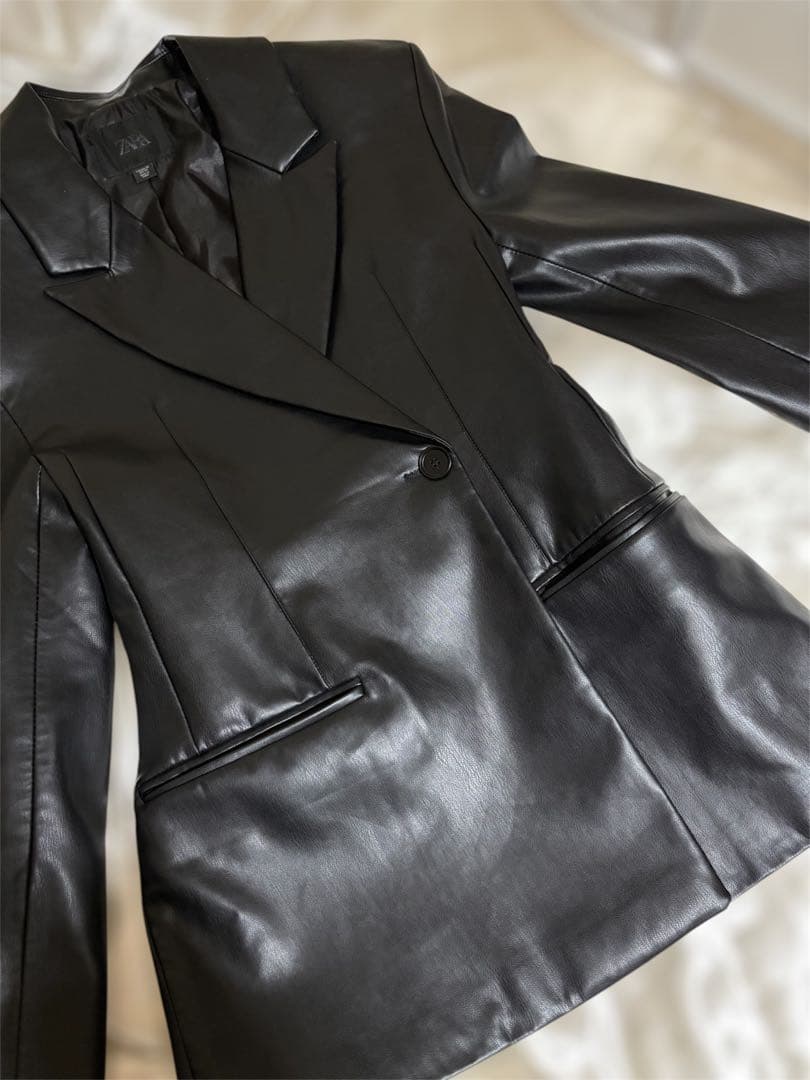 【美品】 ZARA レザー テーラード ブレザー 値下げ可