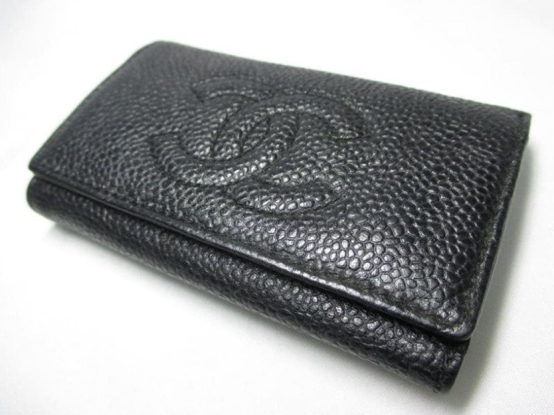 美品 CHANEL シャネル キャビアスキン キーケース ブラック 黒 ６連