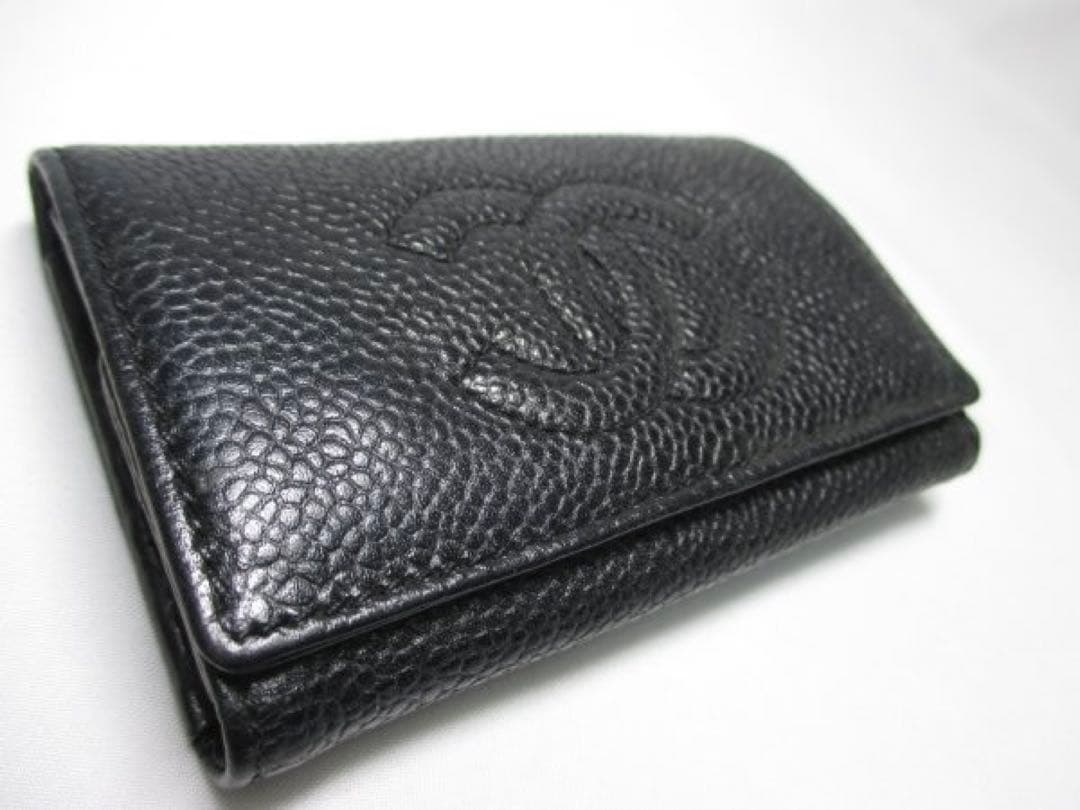 美品 CHANEL シャネル キャビアスキン キーケース ブラック 黒 ６連