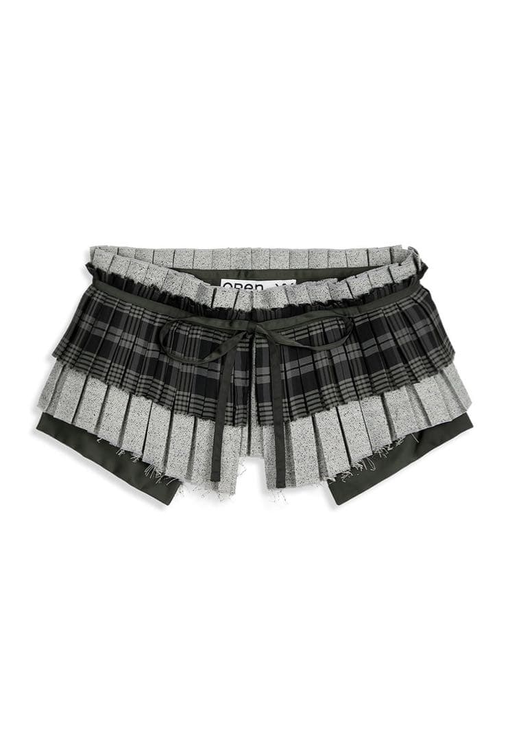スカート OPENYY PLEATS LAYERED POCKET BELT, KHAKI